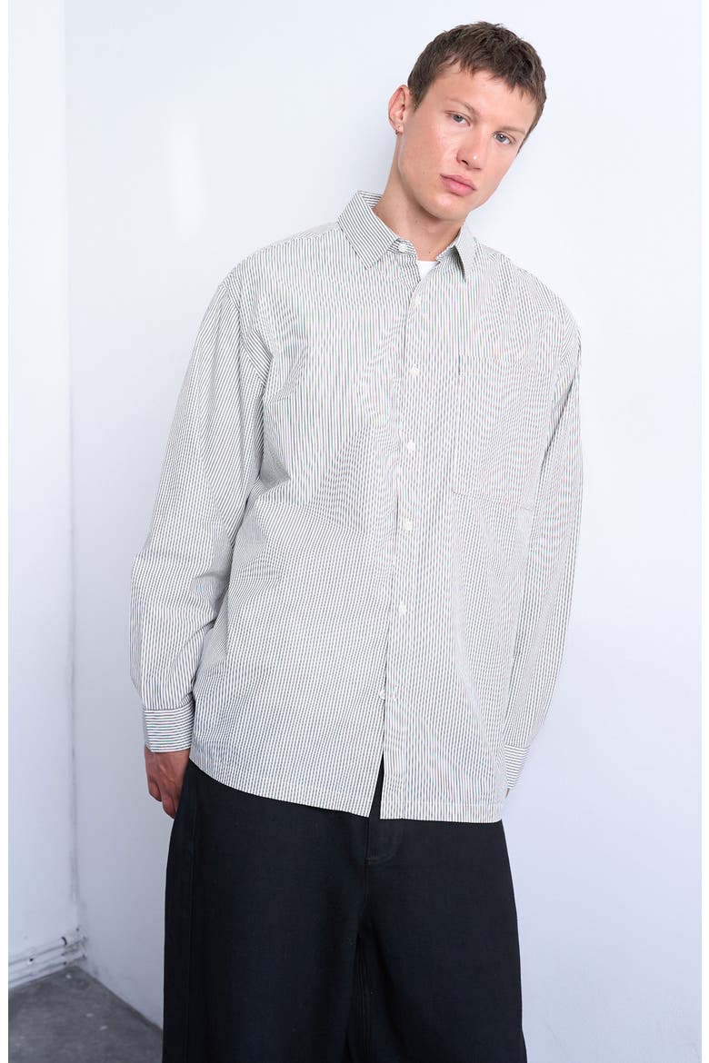 Oversize Stripe Button-Up Shirt, Alternate, color, ECRU MULTI