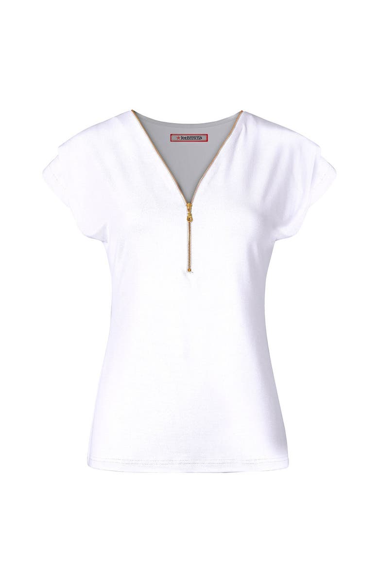 Joe Browns Stretch Knit Half Zip Tee, Alternate, color, White