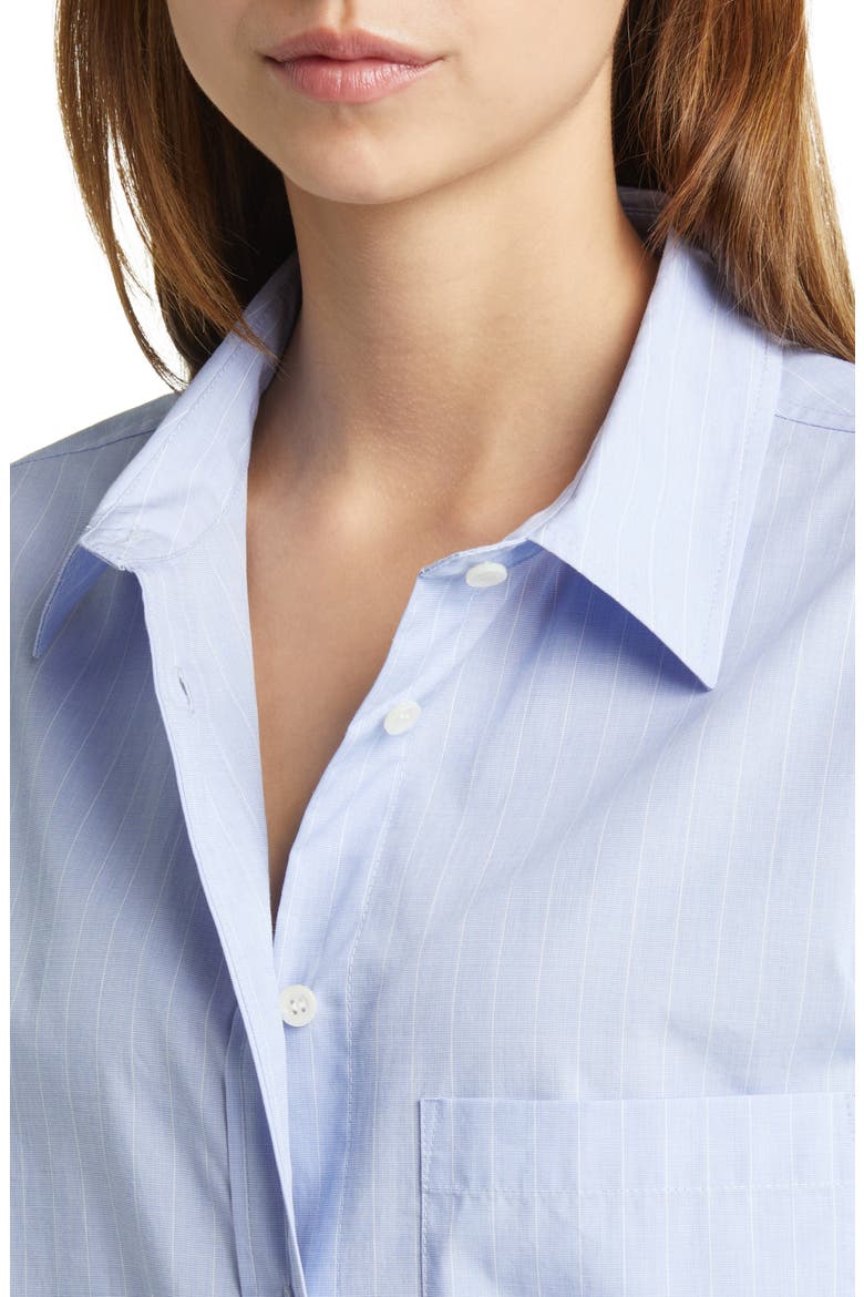 Pinstripe Oversize Cotton Button-Up Shirt, Alternate, color, CHAMBRAY BLUE
