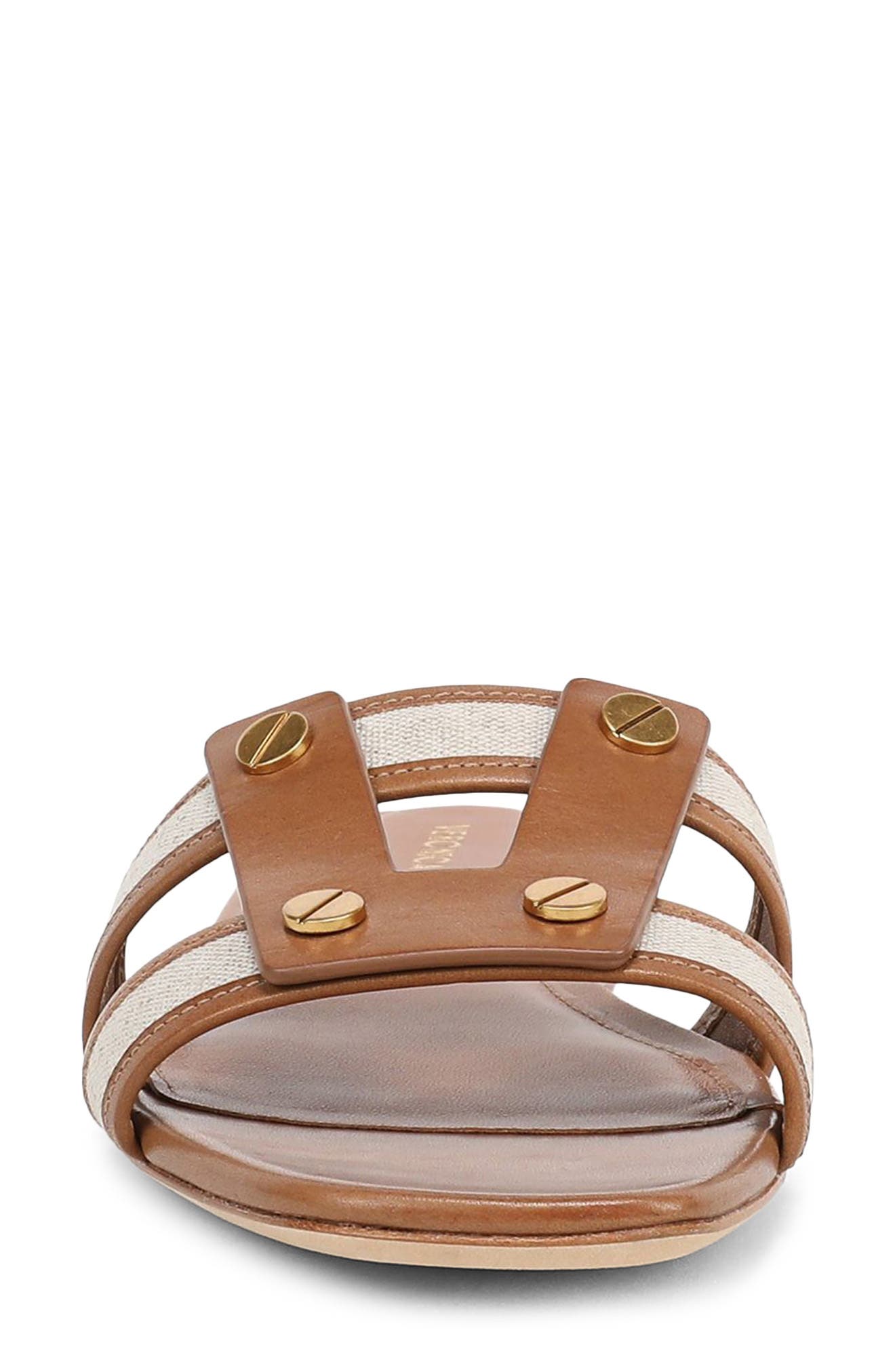 Via Mixed Media Slide Sandal, Alternate, color, HONEY/ NATURAL