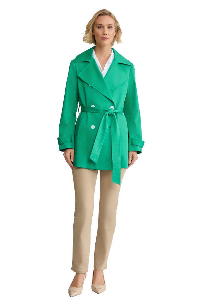 Jones New York Double Breasted Trench Coat, Alternate, color, Kelly