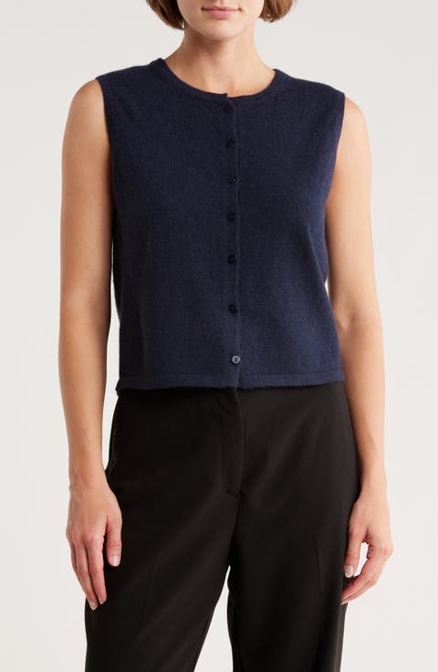 Cashmere Crewneck Crop Sweater Vest