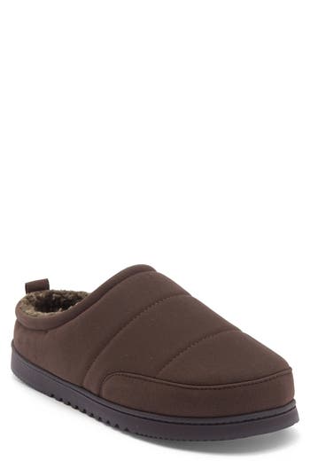 Nordstrom Rack Keller Faux Shearling Lined Quilted Clog Slipper In Brown