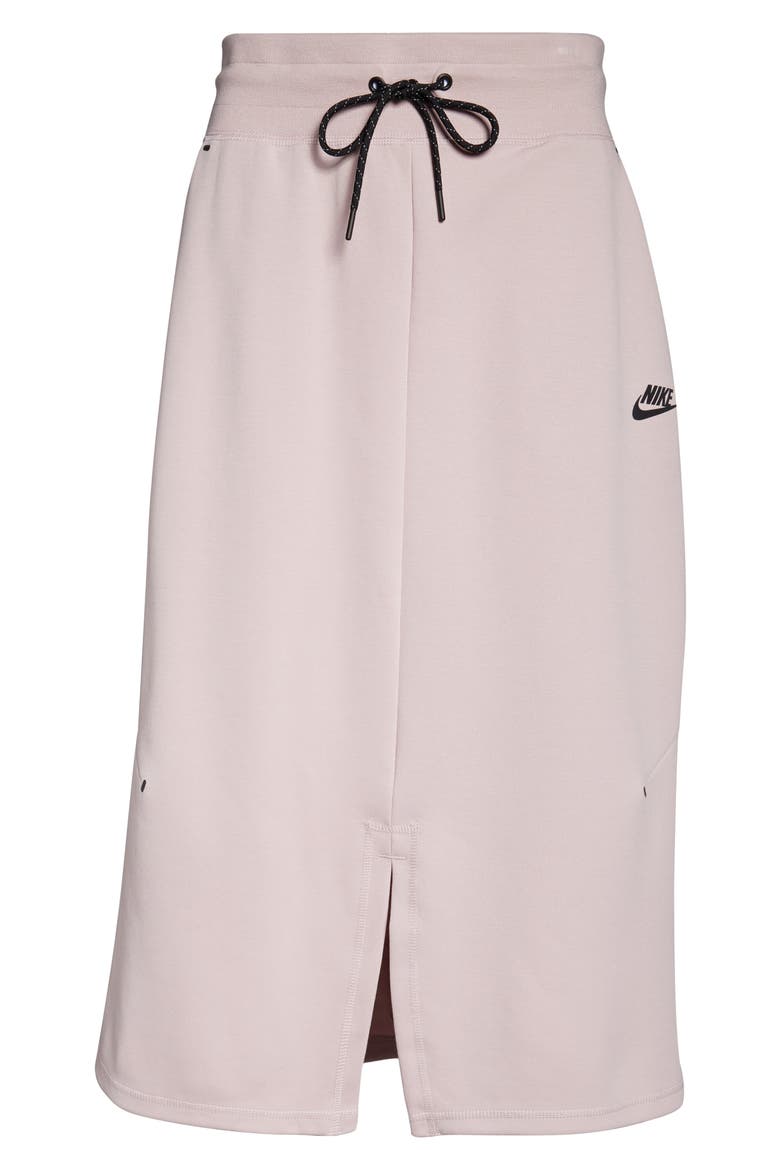 Sportswear Tech Fleece Midi Skirt, Alternate, color, CHAMPAGNE/ BLACK