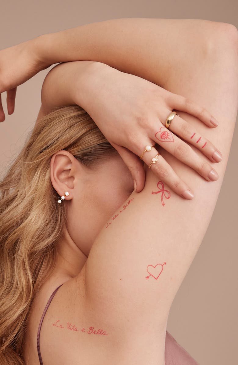 INKED by Dani Red Ink Temporary Tattoos, Alternate, color,