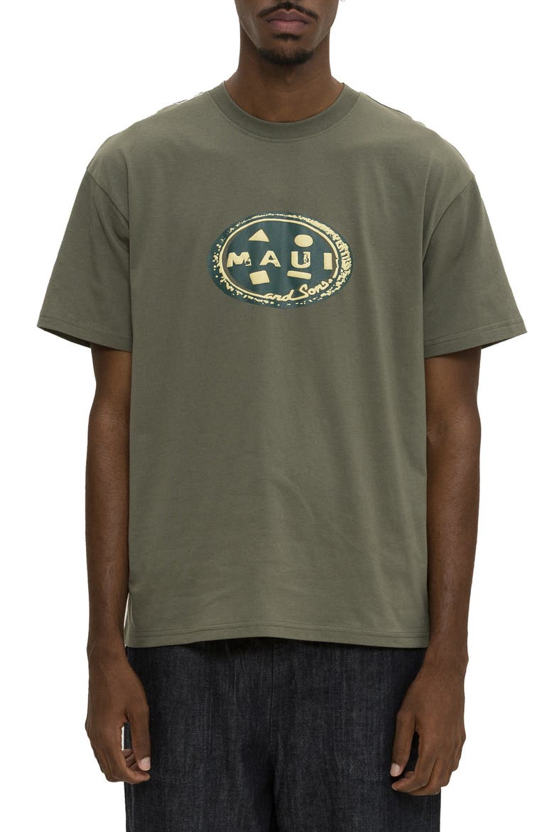 Impression Graphic Print Cotton T-Shirt, Main, color, OLIVE