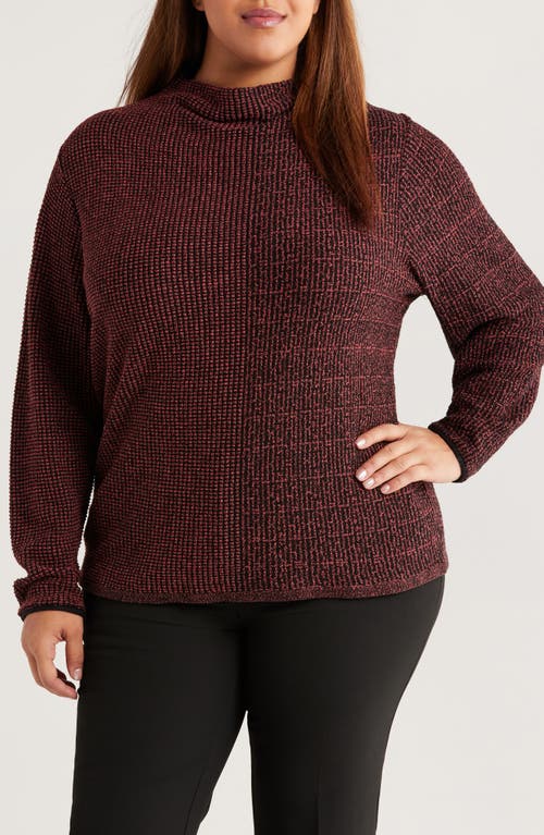 Nic + Zoe Nic+zoe Pixel Knit Funnel Neck Sweater In Brown