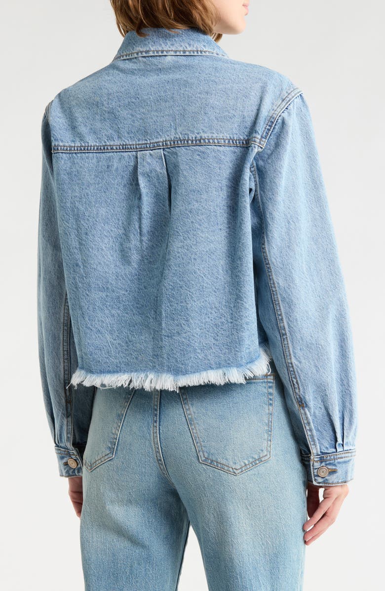 Current/Elliott Fray Hem Crop Denim Trucker Jacket, Alternate, color, Light Wash