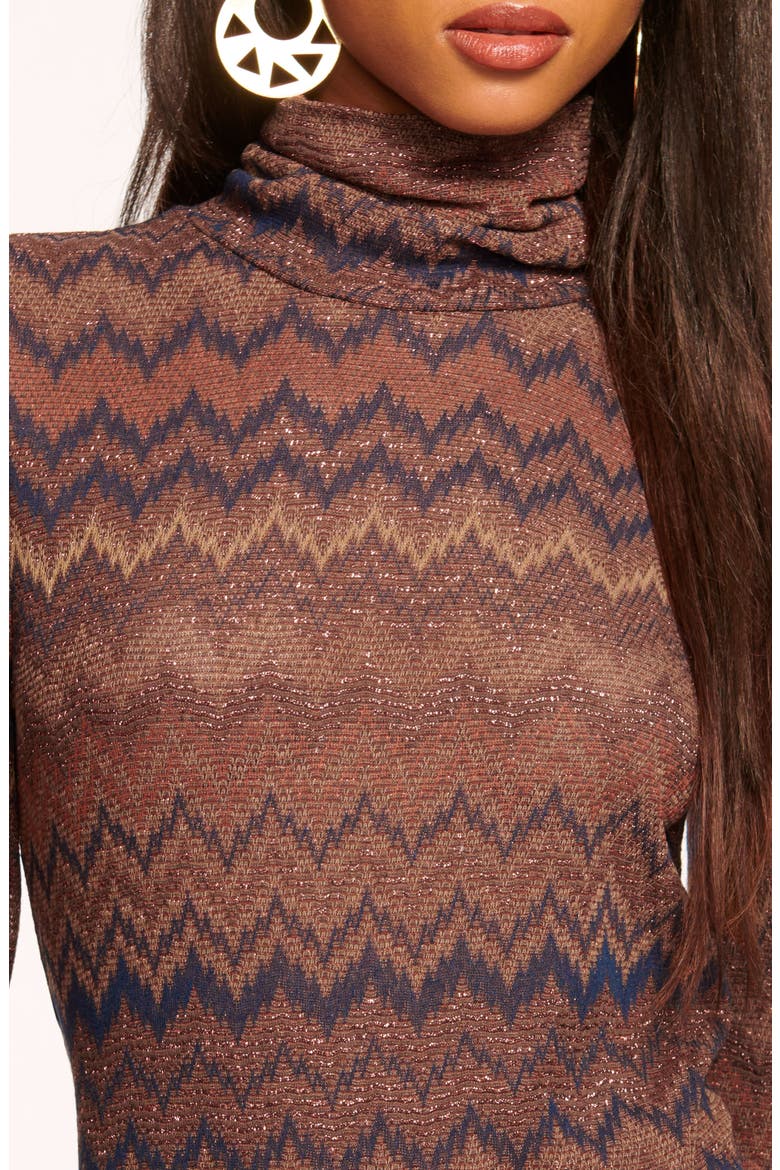 Prudence Metallic Chevron Turtleneck Top, Alternate, color, SADDLE CHEVRON