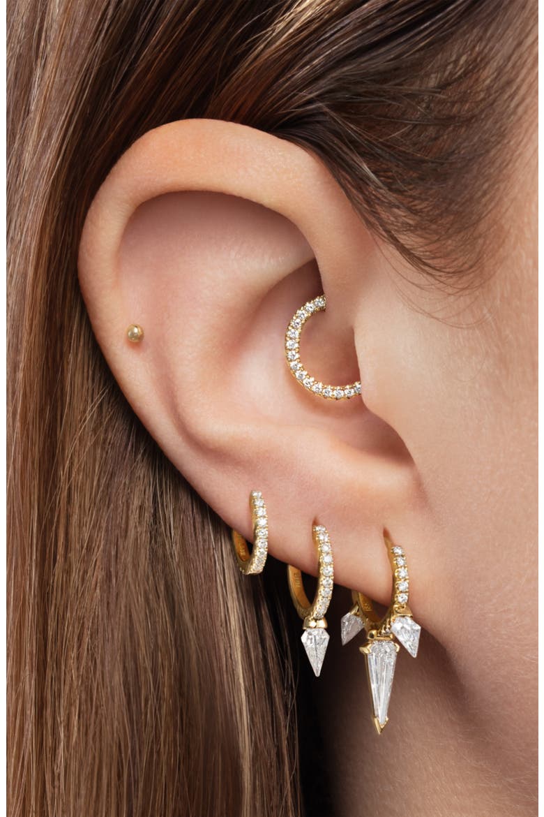 Diamond Horizontal Eternity Single Hoop Earring, 8mm, Alternate, color, WHITE GOLD