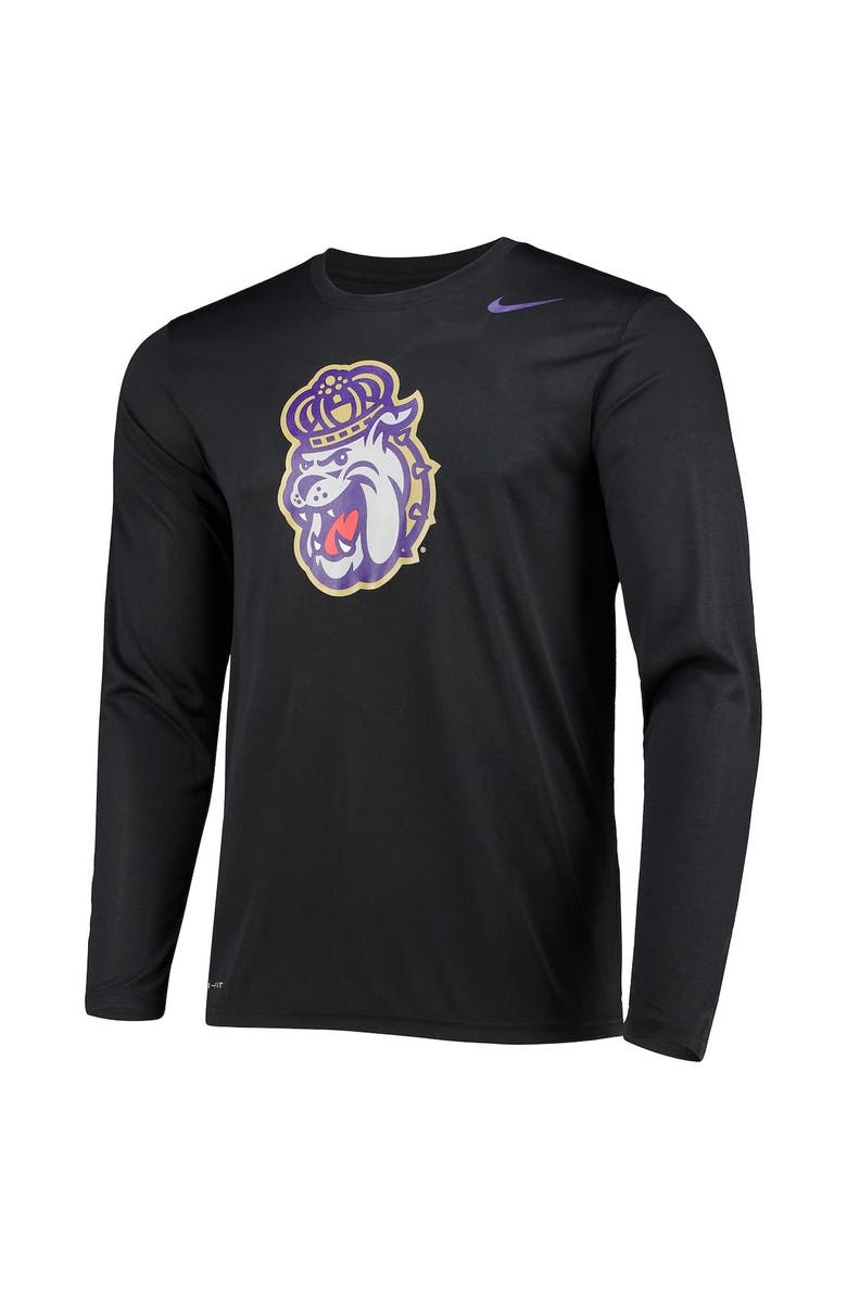 Nike Men's Nike Black James Madison Dukes School Logo Legend Performance Long Sleeve T-Shirt, Alternate, color, 