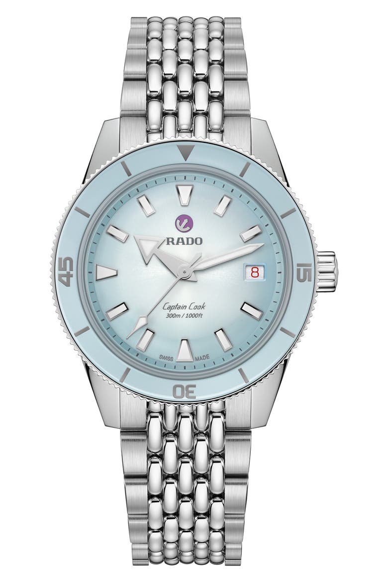 Captain Cook Automatic Bracelet Watch, 39mm, Main, color, LIGHT BLUE