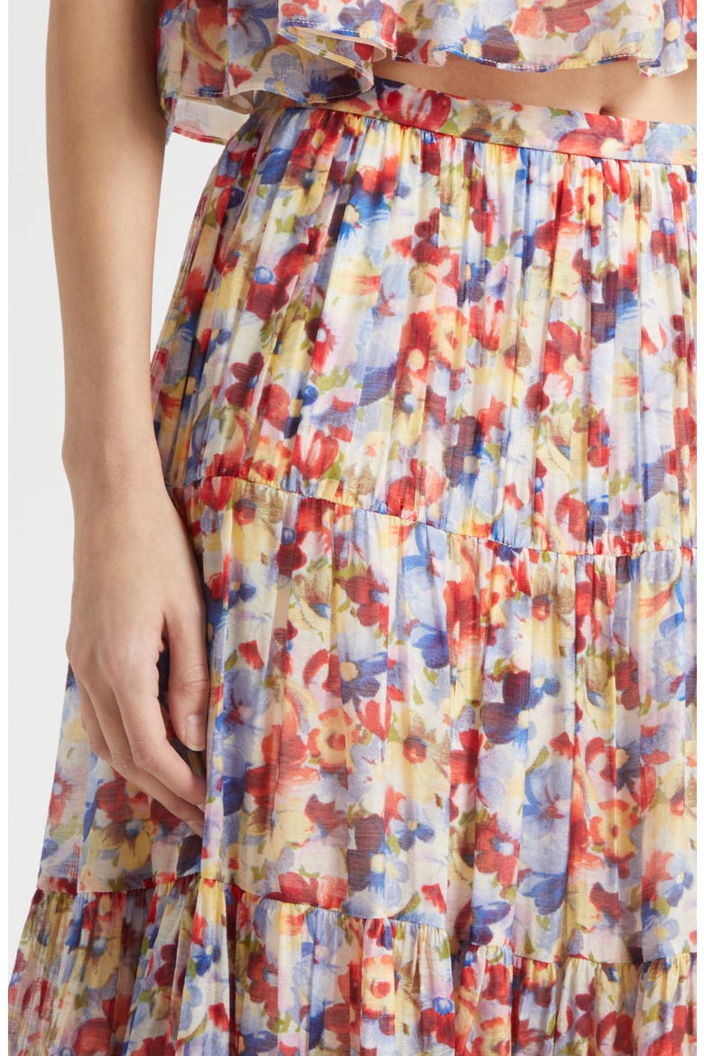 Harper Wildflower Tiered Maxi Skirt, Alternate, color, GARDENIA MULTI