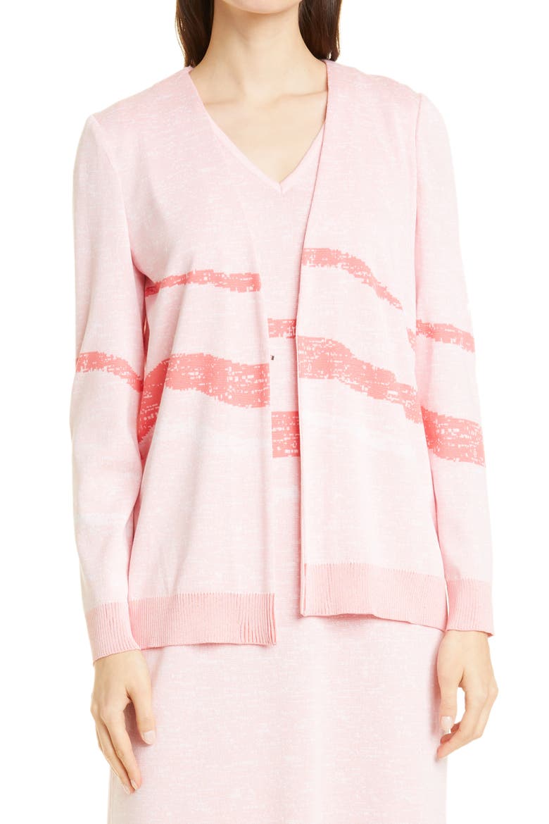 Landscape Pattern Cardigan, Main, color, PINK CLAY/ SUGAR CORAL/ WHITE