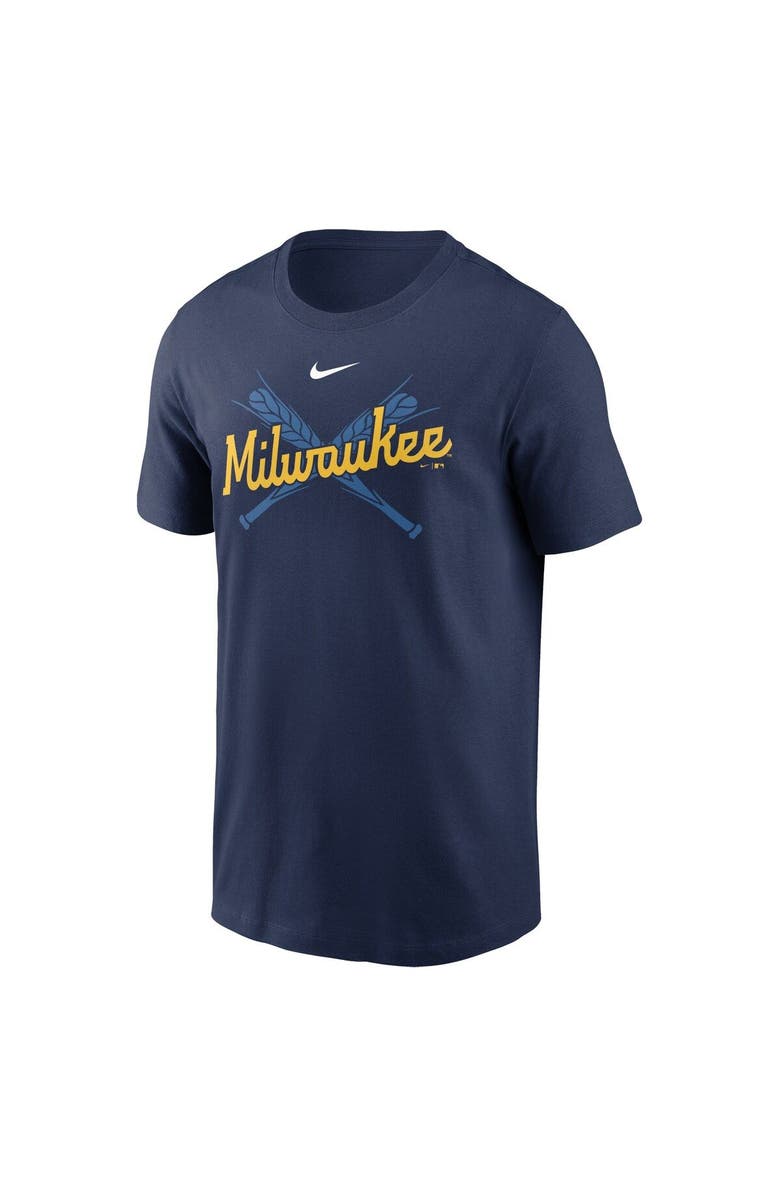 Nike Men's Nike Navy Milwaukee Brewers Wordmark Local Team T-Shirt, Alternate, color, 