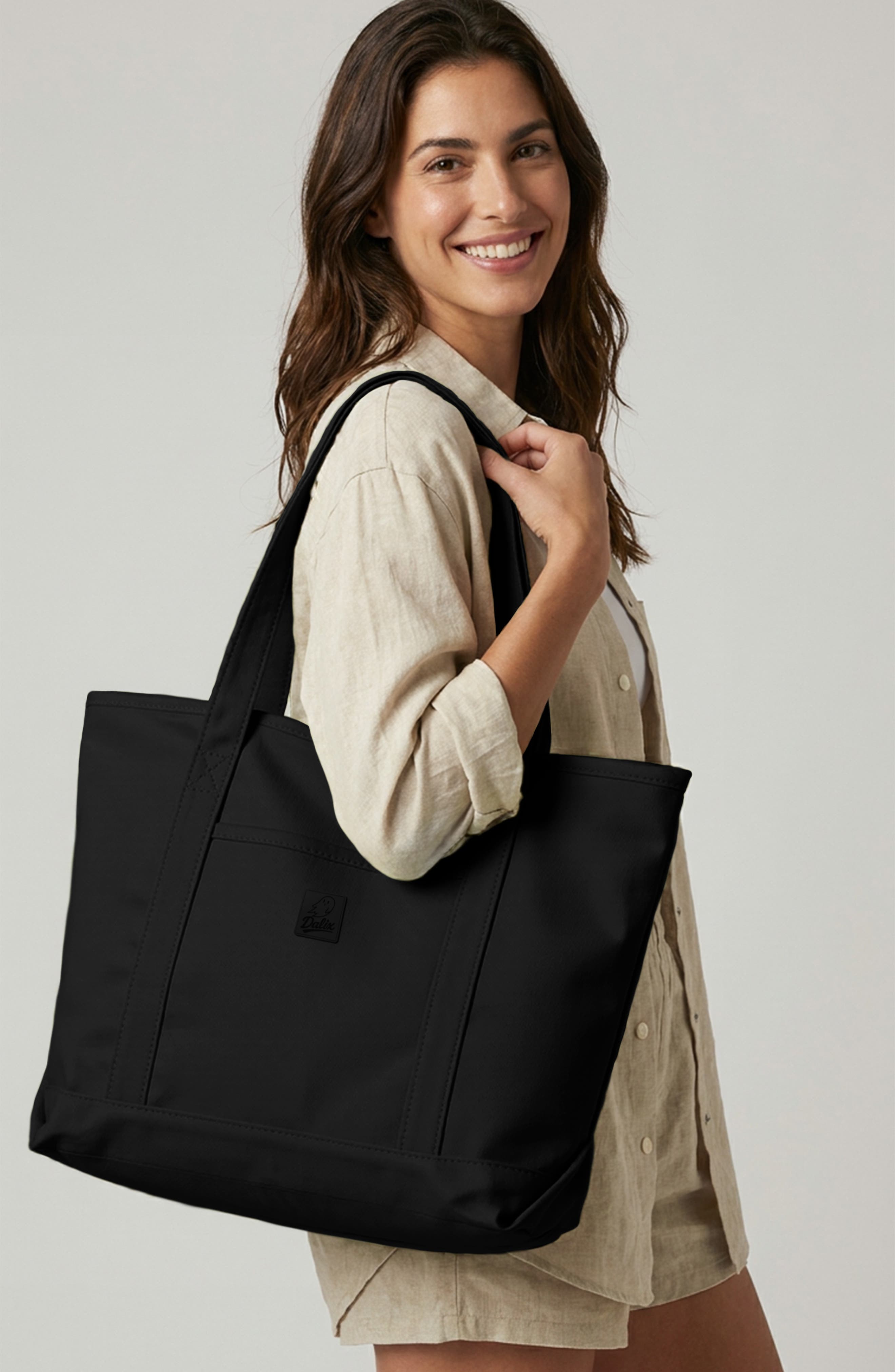Dalix Ghost 23" Carryall Canvas Tote Bag, Alternate, color, Black