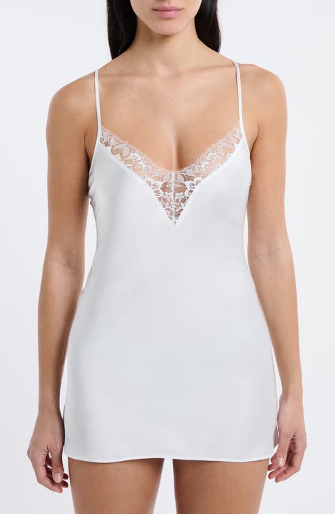 Mascarade Lace Trim Satin Chemise