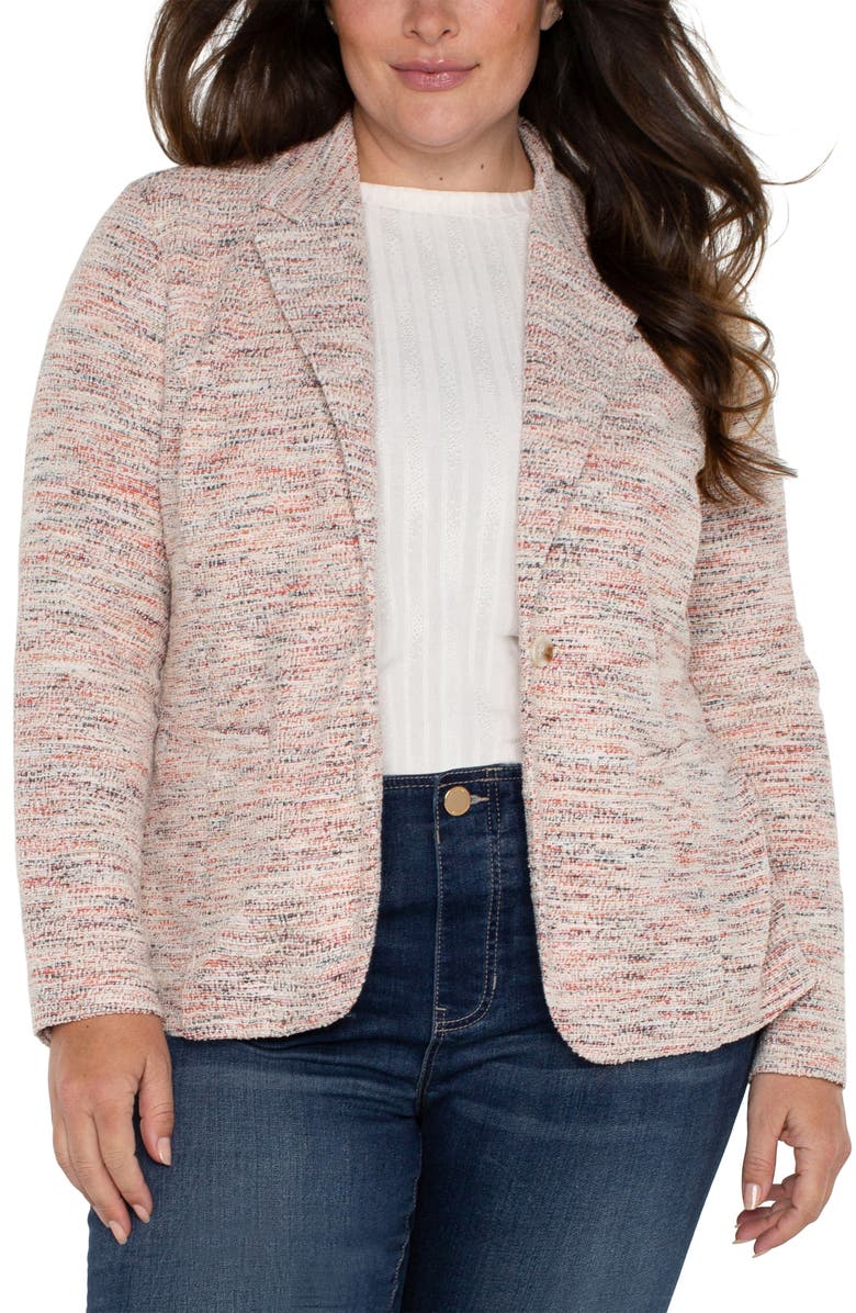 Liverpool Los Angeles Bouclé Fitted Blazer, Main, color, Lava Flw Boucle