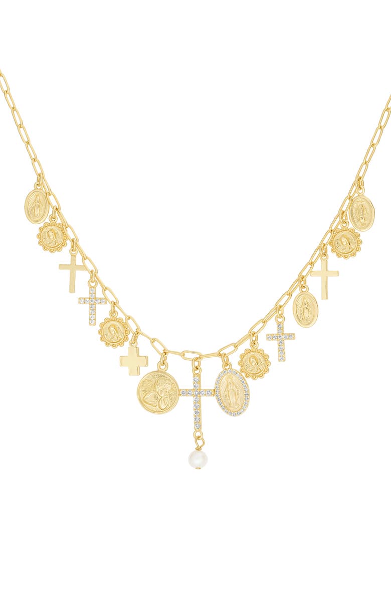 ATHRA LUXE Religious Charm Necklace, Main, color, Gold