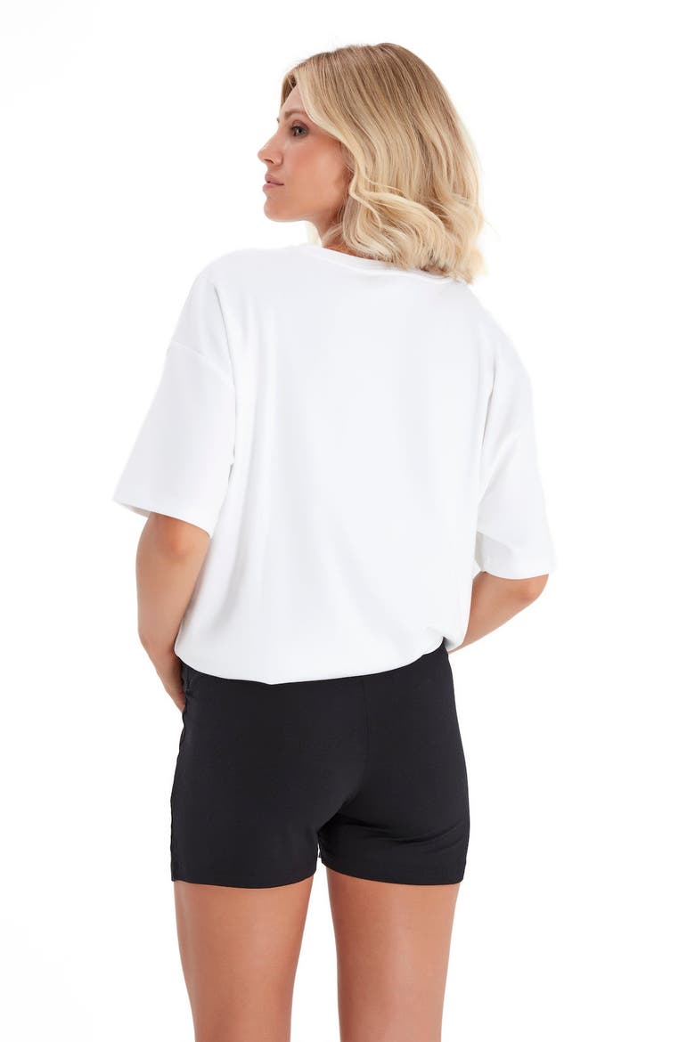 Super Soft Foldover Waistband Maternity Shorts, Alternate, color, BLACK
