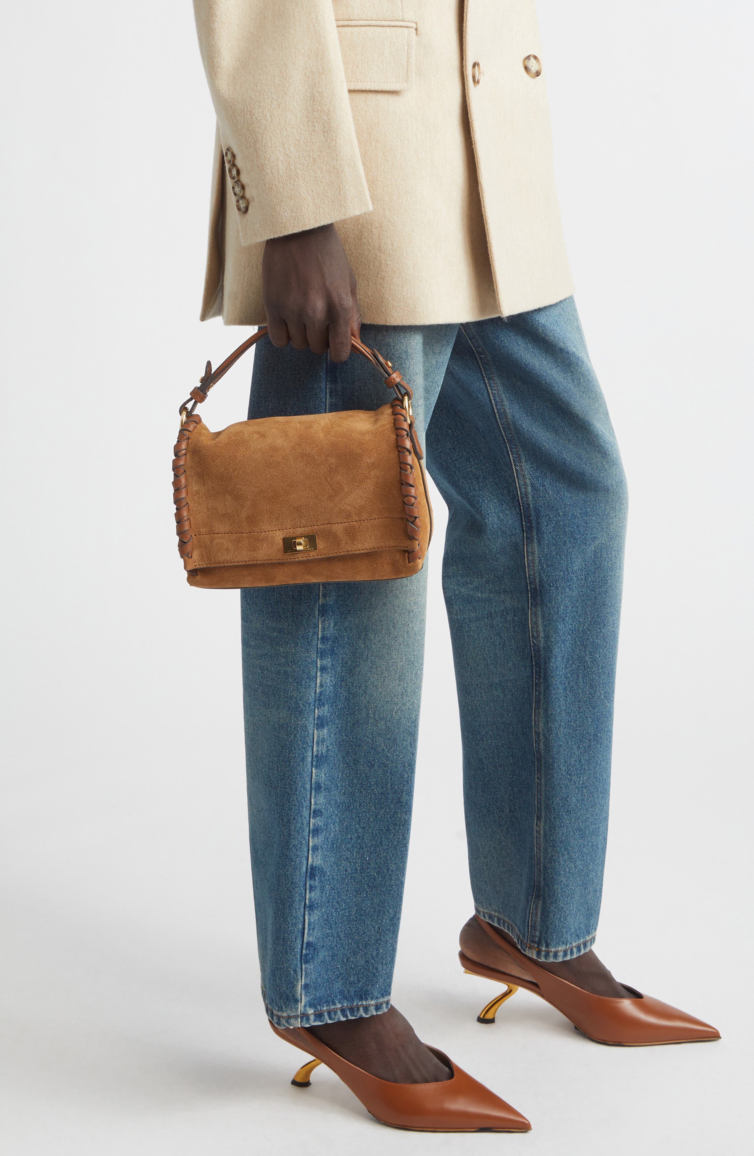 Anya Hindmarch Mortimer Whipstitch Crossbody Bag, Alternate, color, Pecan