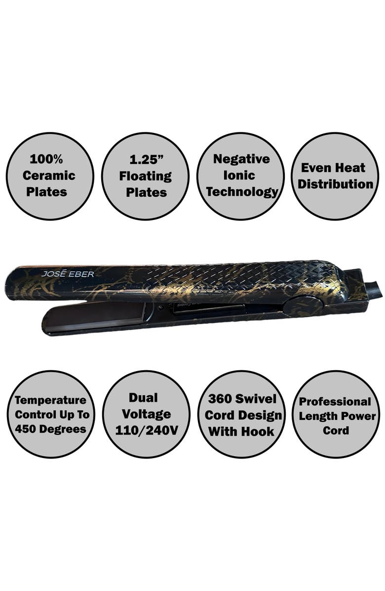 Jose Eber 100% Pure Ceramic Flat Iron Black Marble, Alternate, color, Black