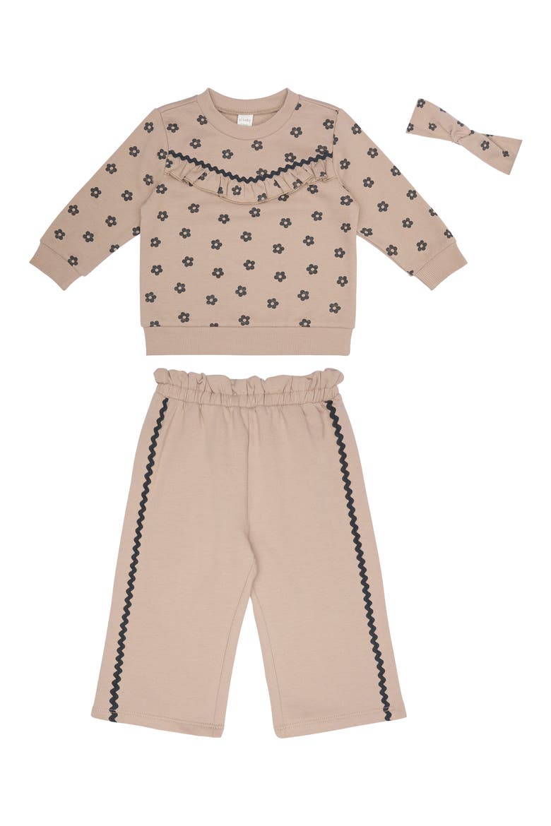 Ricrac Ruffle Top, Pants & Headband, Main, color, FLOWER