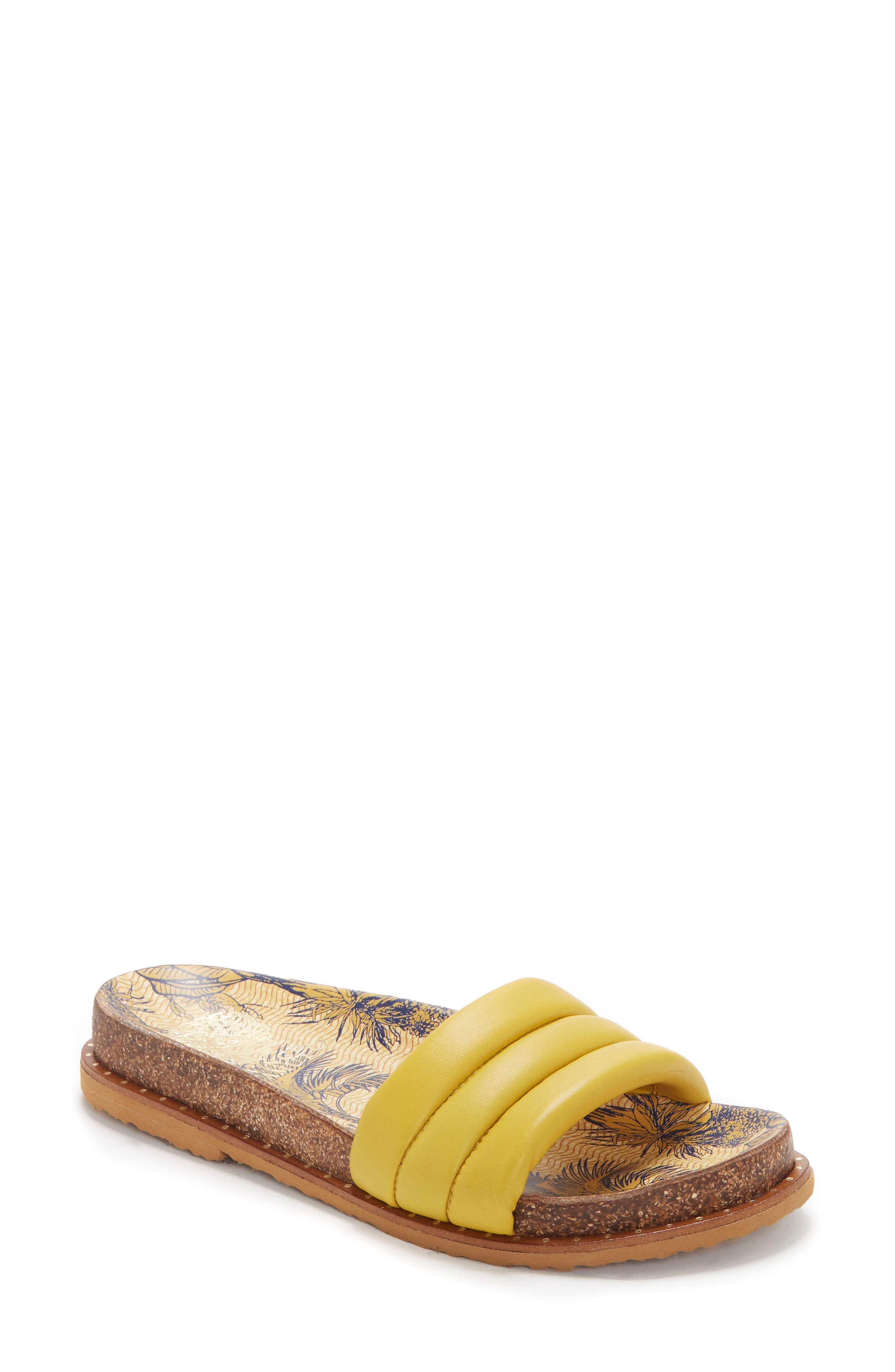 Kandler Slide Sandal, Main, color, YELLOW BABY SHEEP