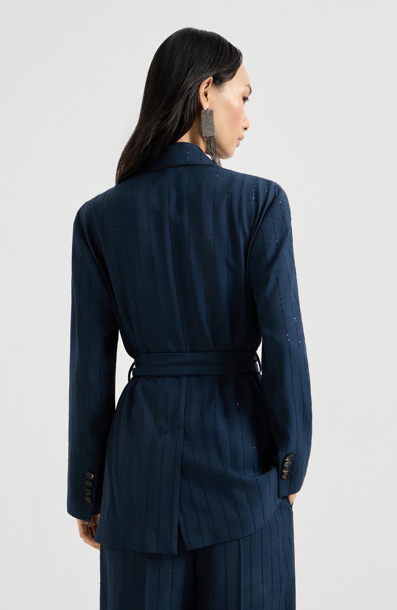 Brunello Cucinelli Dazzling chalk stripe blazer, Alternate, color, Blue