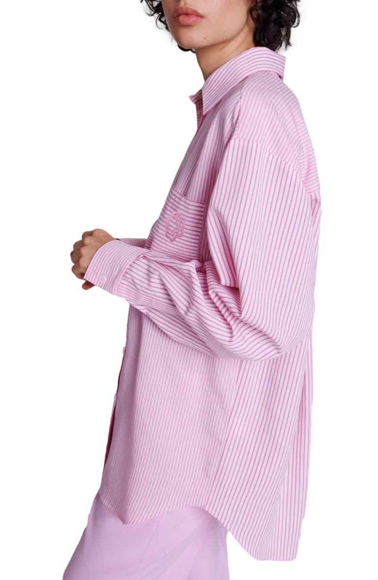 maje Chiavita Oversize Stripe Button-Up Shirt, Alternate, color, 