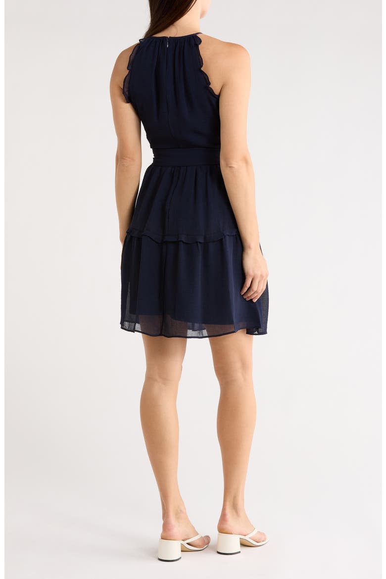 Ruffle Trim Chiffon Dress, Alternate, color, SPRING NAVY