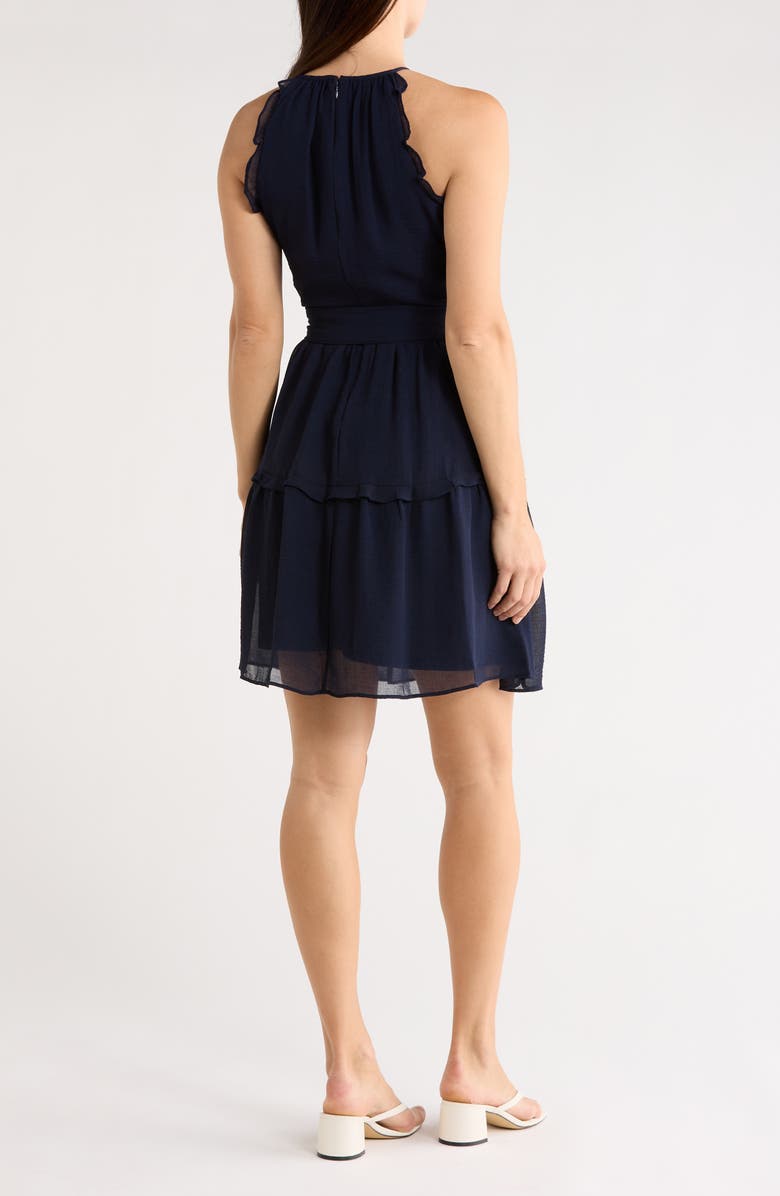 DKNY Ruffle Trim Chiffon Dress, Alternate, color, Spring Navy