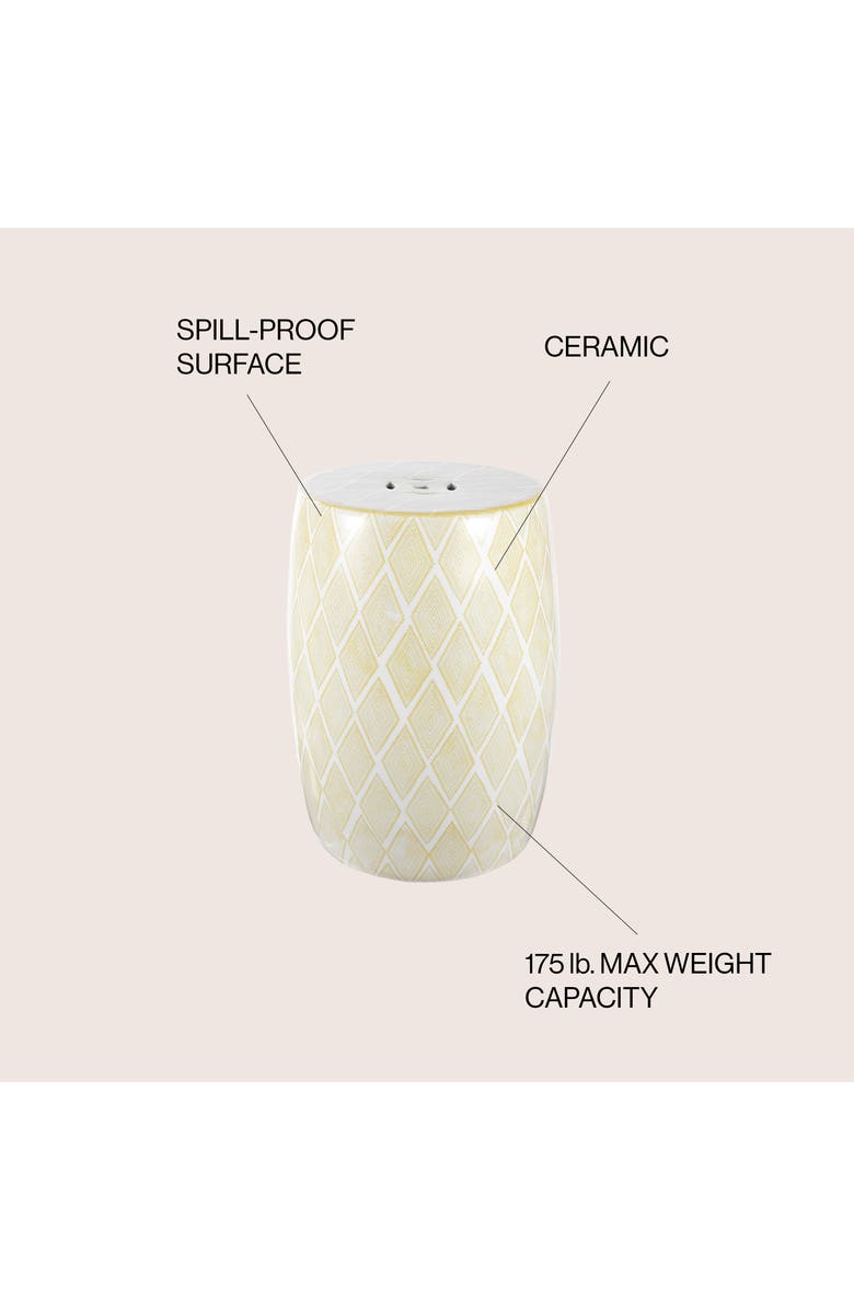 JONATHAN Y Moroccan Diamonds Bohemian Diamond Geometric Ceramic Indoor/Outdoor Garden Stool Decorative Patio Drum Accent Side Table, Alternate, color, Yellow