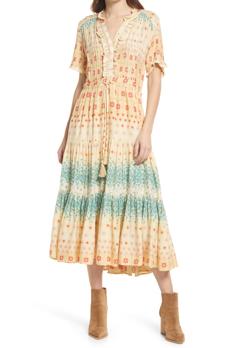 Rare Feeling Pleated Maxi Dress, Main, color, CLOUD COMBO