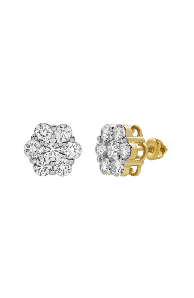 LuvMyJewelry Meadow 14K Yellow Gold Cluster Lab Grown Diamond Unisex Earrings - 3.62 Cts, Main, color, 