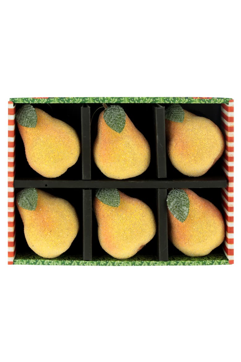 Frosted Pear Ornament , Box of 6, Alternate, color, Apricot