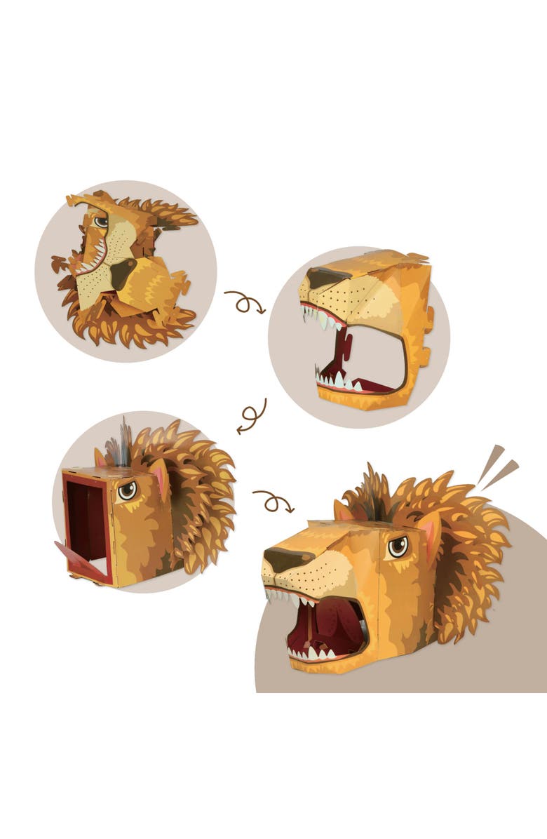 3D Paper Mask 3D Paper Lion Mask Craft for Kids (2 Pack), Fun & Easy Activity for Creative Play, Alternate, color, Brown