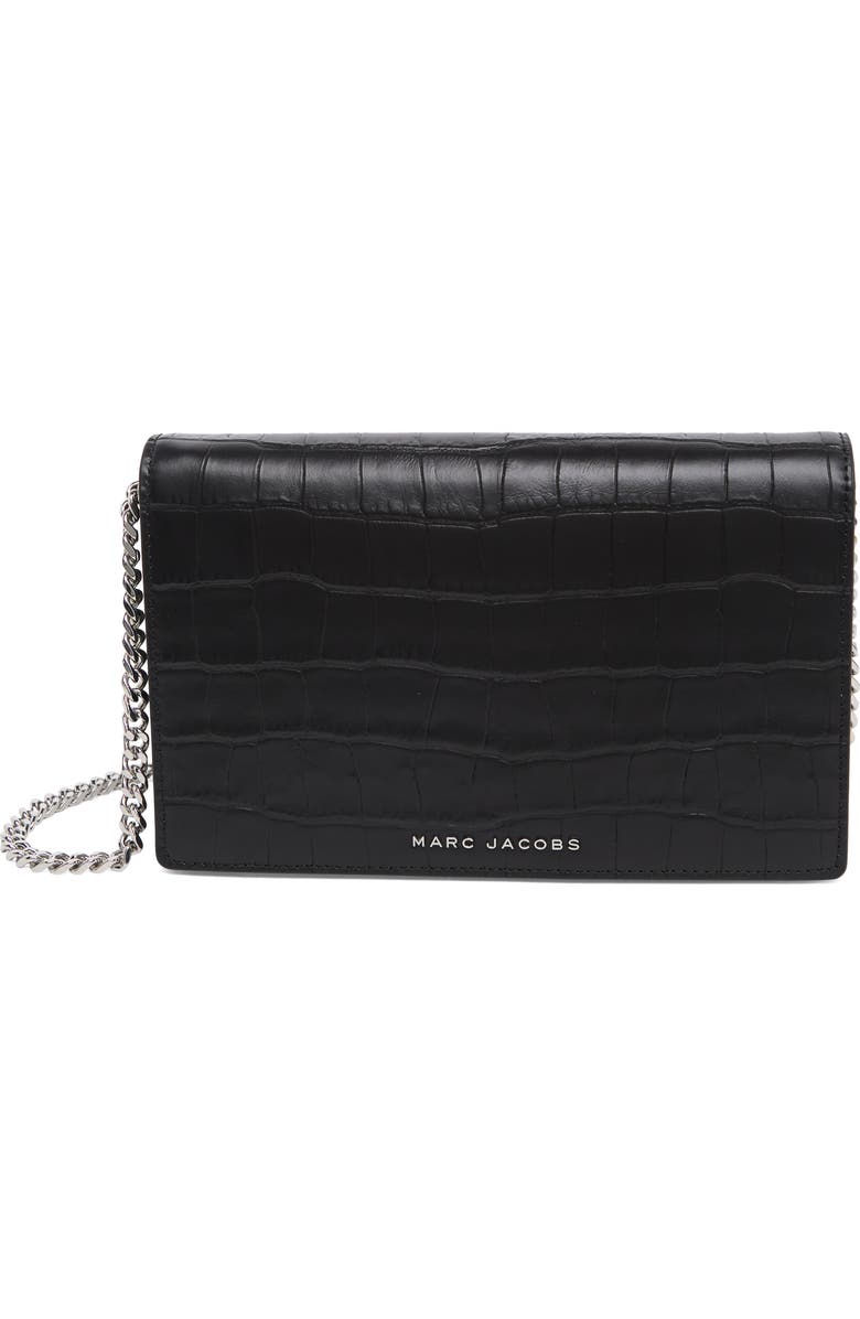 Marc Jacobs Party On a Chain Croc Embossed Leather Shoulder Bag, Main, color,