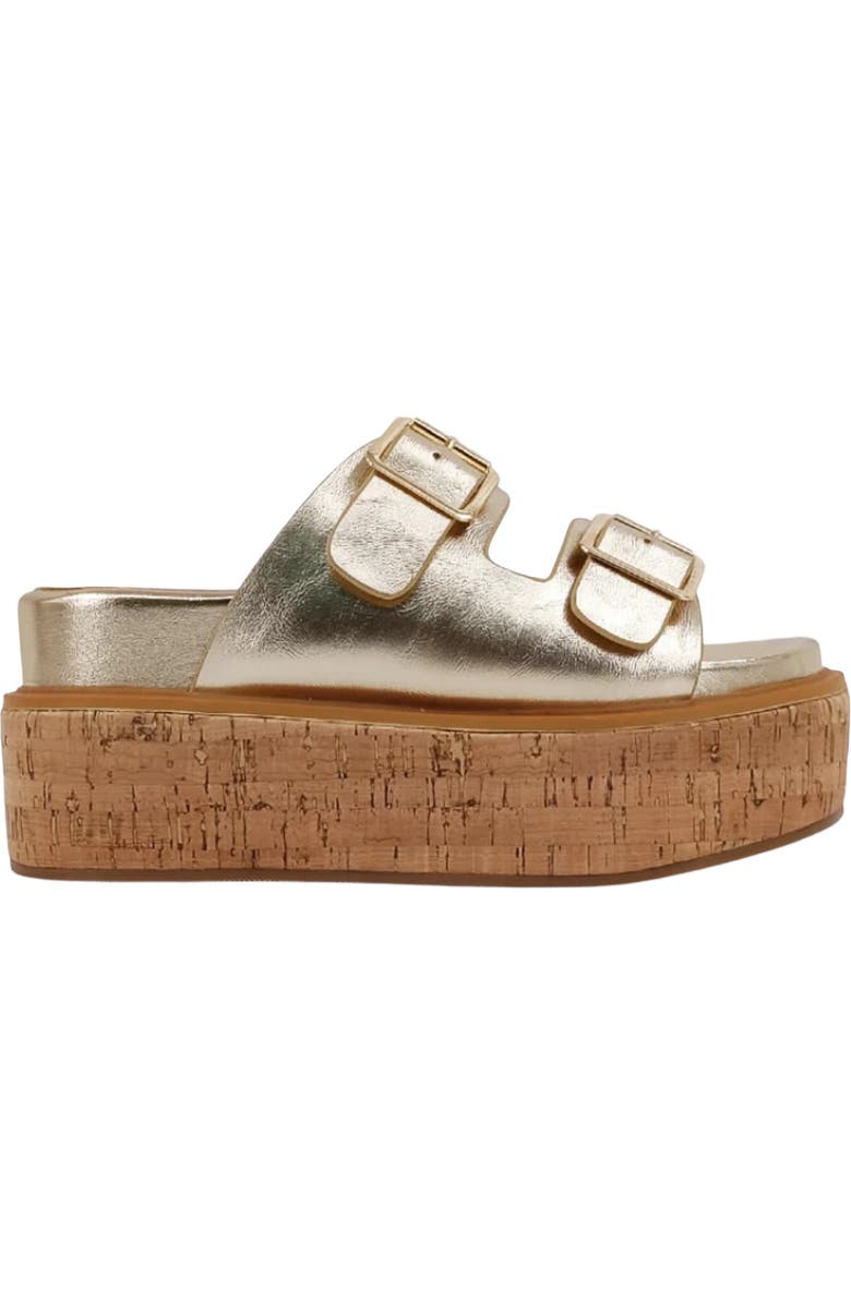 SHUSHOP Lucinda Platform Wedge Slide Sandal, Alternate, color, Gold