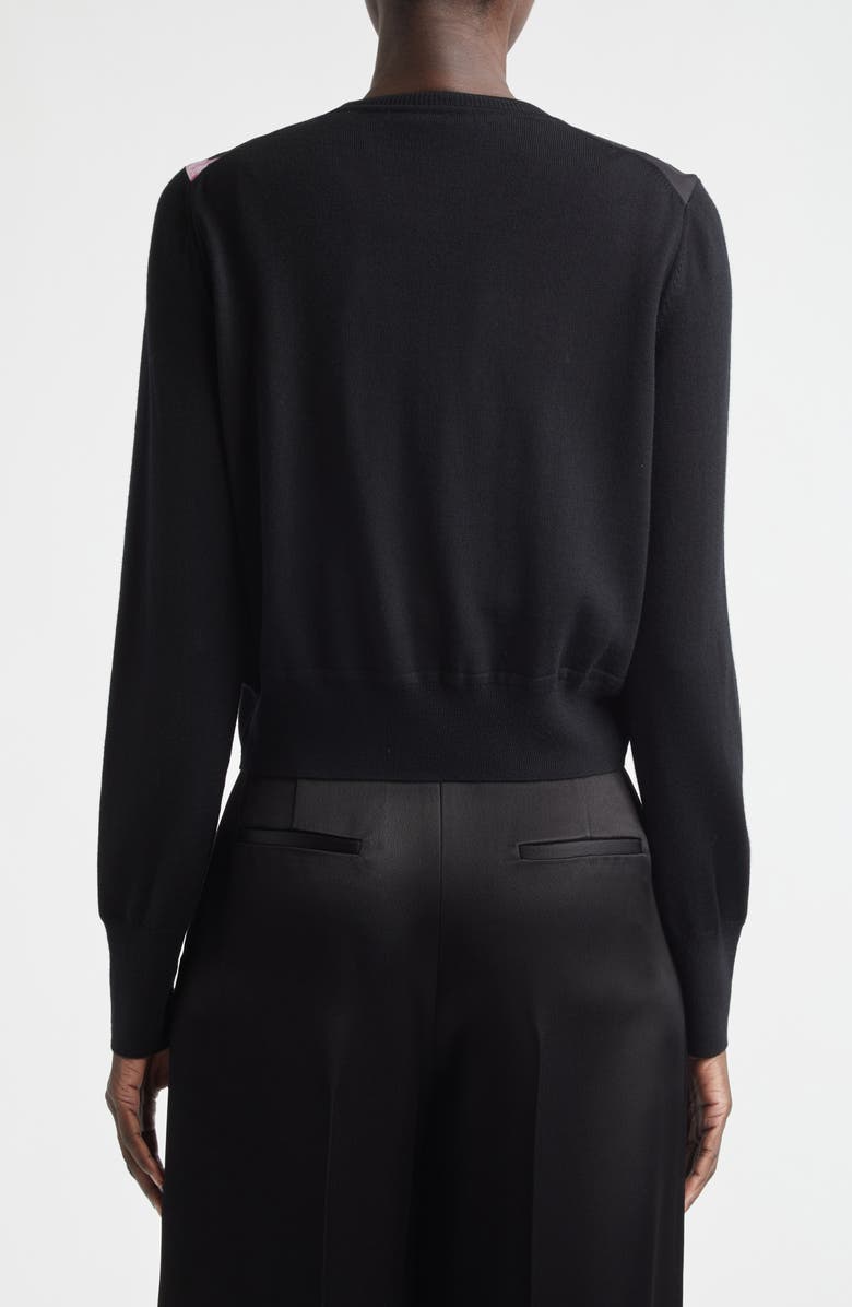 Erdem Floral Satin & Merino Wool Cardigan, Alternate, color, Dutch Flower Painting Black