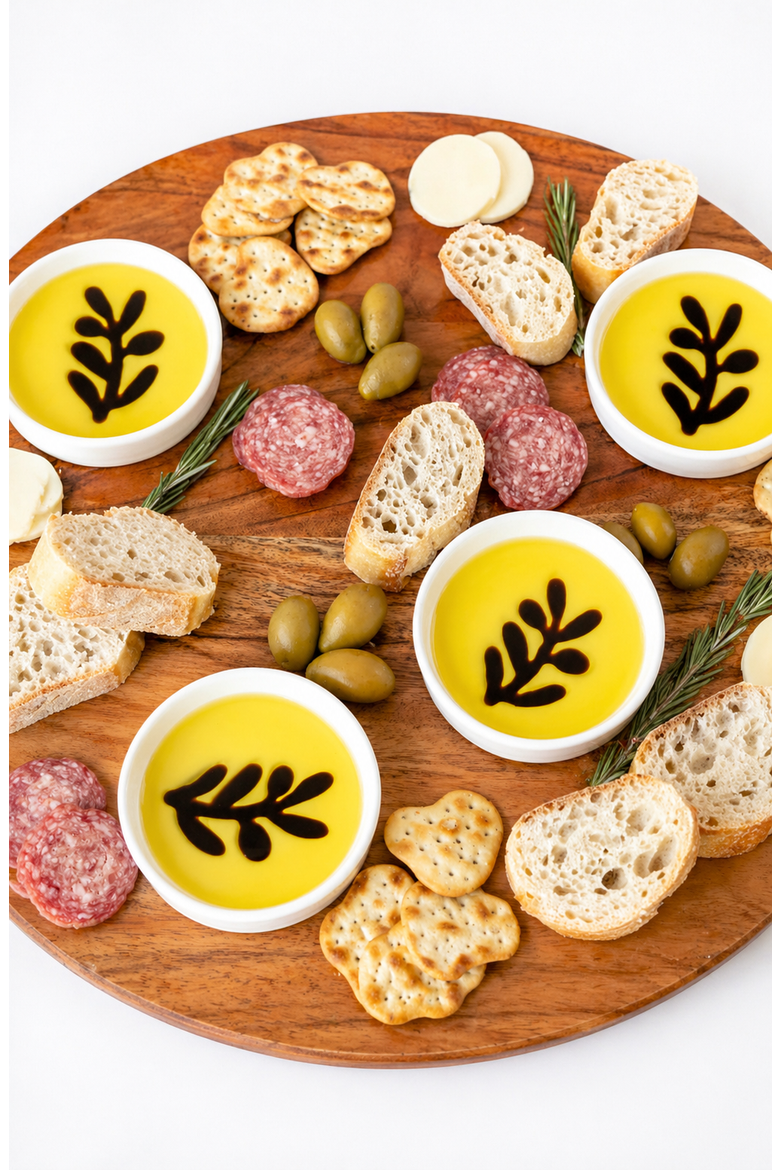 Olive Oil and Balsamic Vinegar Individual Olive Branch Dipping Plates, Set of 4, Alternate, color, White