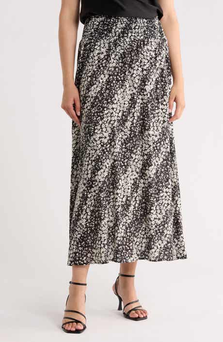 Renee C Smocked Waist Midi Skirt