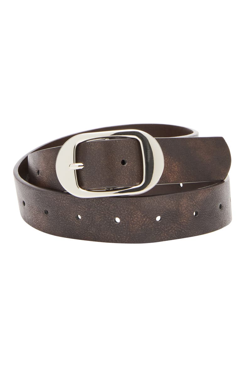Perforated Reversible Faux Leather Belt, Alternate, color, DARK CHOCOLATE