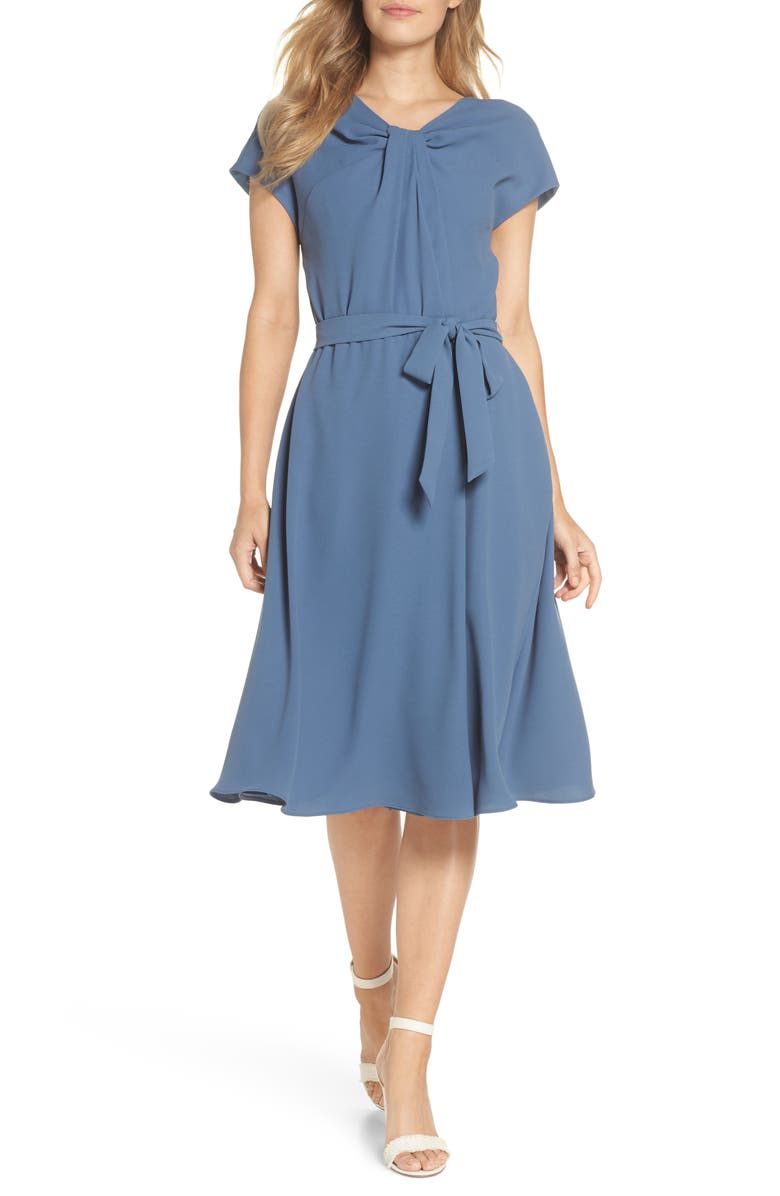 Gal Meets Glam Collection Vivian Twist Neck Fit & Flare Dress, Main, color, 