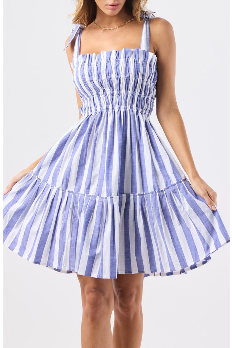 Corsica Striped Smocked Minidress, Alternate, color, FRENCH STRIPE BLUE