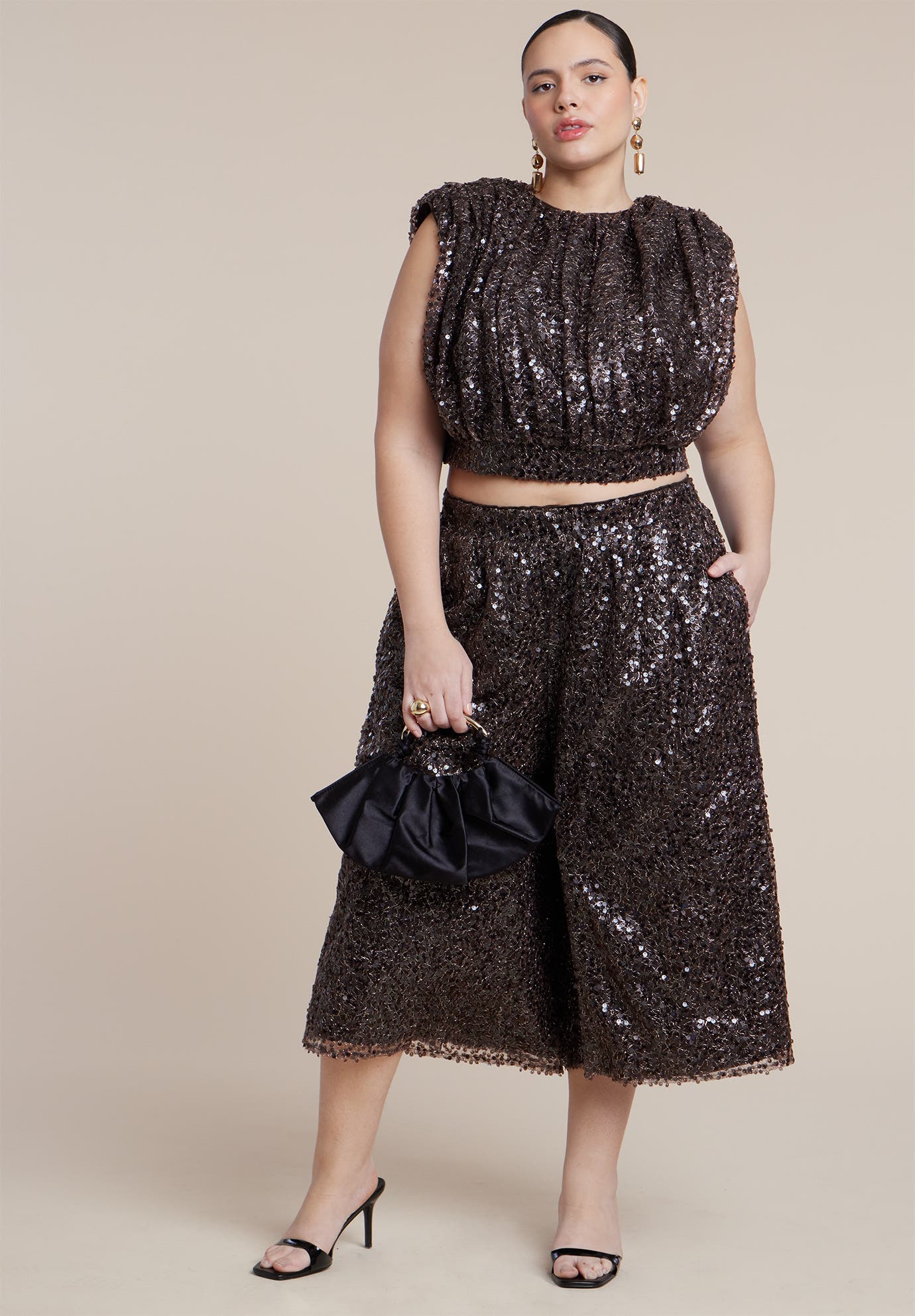 Sequin Pull On Wide Leg Culotte - image 2