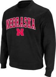 COLOSSEUM Men's Colosseum Black Nebraska Huskers Arch & Logo Crew Neck Sweatshirt