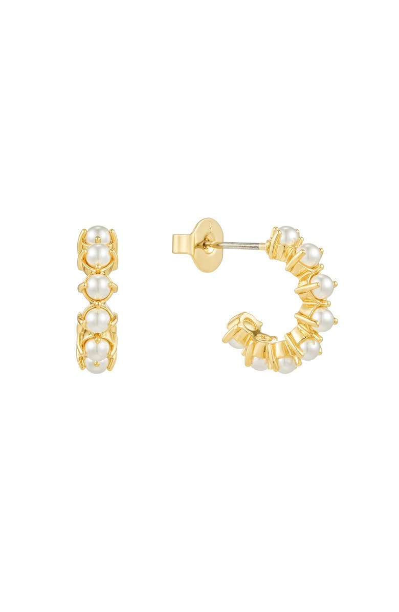 Untamed Petals Jessica Pearl Mini Hoops, Main, color, Pearl
