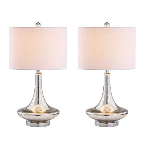 Jonathan Y Cecile 25.5" Glass Teardrop Led Table Lamp In Mercury Silver