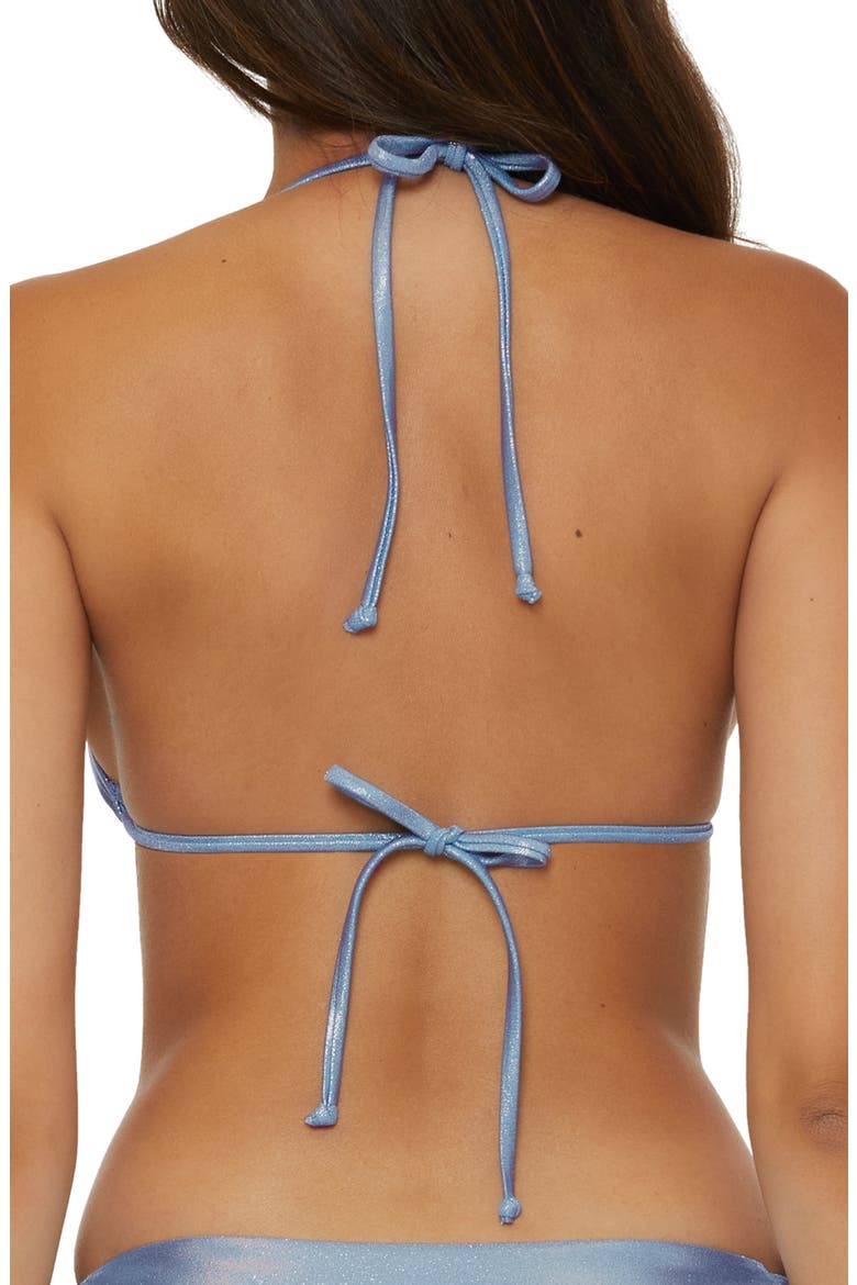 Liquid Metal Triangle Bikini Top, Alternate, color, LIGHT BLUE